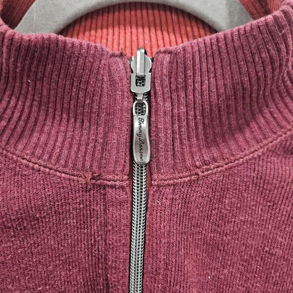 Tommy Bahama Maroon Men's Long Sleeve Quarter Zip Burgundy Sweater Knit Large LG - Picture 3 of 12